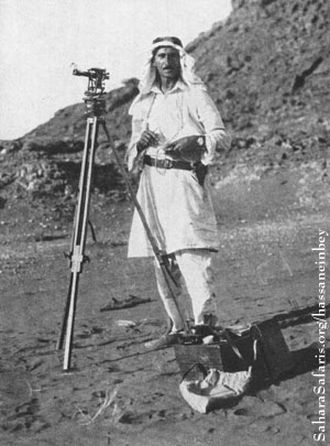 Using Theodolite in Desert Mapping: Photo by Ahmed Bey Hassanein on 1923